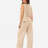 Emmy Button Up Vest - Light Tan