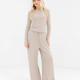 Ebony Wide Leg Trousers - Light Stone