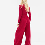 Ebony Wide Leg Trousers - Deep Raspberry