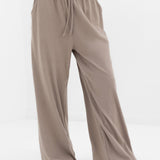 Ebony Wide Leg Trousers - Neutral Taupe