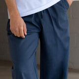 Jude Relaxed Linen Trousers - Dark Blue