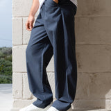 Jude Relaxed Linen Trousers - Dark Blue
