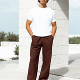 Jude Relaxed Linen Trousers - Dark Brown