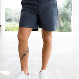 Jude Relaxed Linen Shorts - Dark Blue