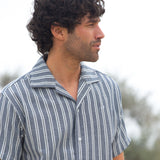 Leon Relaxed Stripe Shirt - Navy