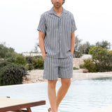 Leon Relaxed Stripe Shirt - Navy