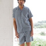 Leon Relaxed Stripe Shirt - Navy