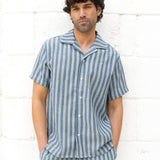 Leon Relaxed Stripe Shirt - Navy