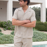 Leon Relaxed Stripe Shirt - Tan