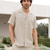 Leon Relaxed Stripe Shirt - Tan