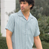 Leon Relaxed Stripe Shirt - Teal