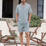 Leon Relaxed Stripe Shirt - Teal