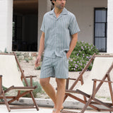 Leon Relaxed Stripe Shorts - Teal