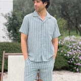 Leon Relaxed Stripe Shorts - Teal