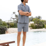 Leon Relaxed Stripe Shorts - Navy