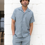 Leon Relaxed Stripe Shorts - Navy