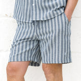 Leon Relaxed Stripe Shorts - Navy