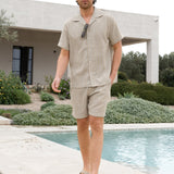Leon Relaxed Stripe Shorts - Tan