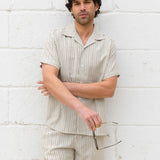 Leon Relaxed Stripe Shorts - Tan