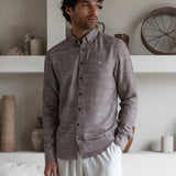 Conrad Long Sleeve Textured Shirt - Dark Brown