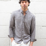 Conrad Long Sleeve Textured Shirt - Dark Brown