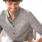 Conrad Long Sleeve Textured Shirt - Dark Grey