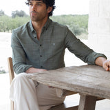 Conrad Long Sleeve Textured Shirt - Khaki