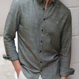 Conrad Long Sleeve Textured Shirt - Khaki