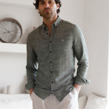 Conrad Long Sleeve Textured Shirt - Khaki
