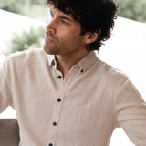 Conrad Long Sleeve Textured Shirt - Light Beige
