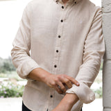 Conrad Long Sleeve Textured Shirt - Light Beige