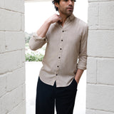 Conrad Long Sleeve Textured Shirt - Light Beige