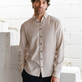 Conrad Long Sleeve Textured Shirt - Light Beige