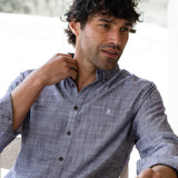 Conrad Long Sleeve Textured Shirt - Navy