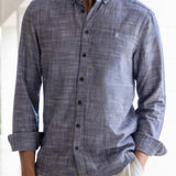 Conrad Long Sleeve Textured Shirt - Navy