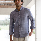 Conrad Long Sleeve Textured Shirt - Navy