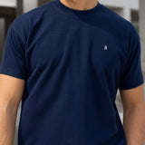 Aidan Relaxed Textured T-Shirt - Navy