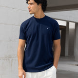 Aidan Relaxed Textured T-Shirt - Navy