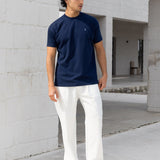 Aidan Relaxed Textured T-Shirt - Navy