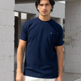 Aidan Relaxed Textured T-Shirt - Navy