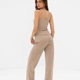 Nellie Wide Leg Trousers - Marl Beige