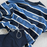 Skye Oversized Stripe T-Shirt - Blue Mix