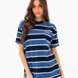 Skye Oversized Stripe T-Shirt - Blue Mix