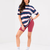 Skye Oversized Stripe T-Shirt - Red Mix