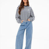 Sasha Stripe Long Sleeve Top - Navy Stripe