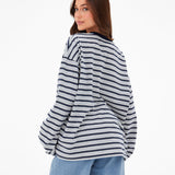 Sasha Stripe Long Sleeve Top - Navy Stripe