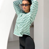 Sasha Stripe Long Sleeve Top - Green Stripe