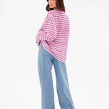 Sasha Stripe Long Sleeve Top - Pink Stripe