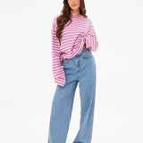 Sasha Stripe Long Sleeve Top - Pink Stripe