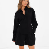 Alessia Linen Shorts - Black